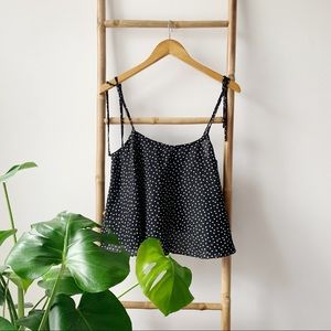 Roe+May Polka Dot Tie Shoulder Top